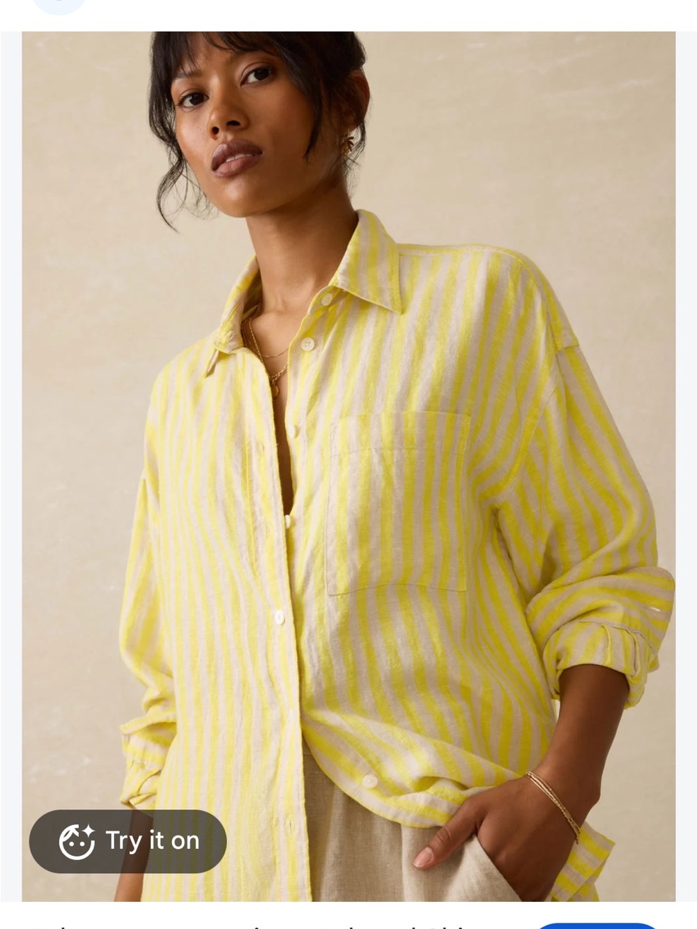 Nearly New Faherty Laguna Linen Button Down Shirt - Size Small